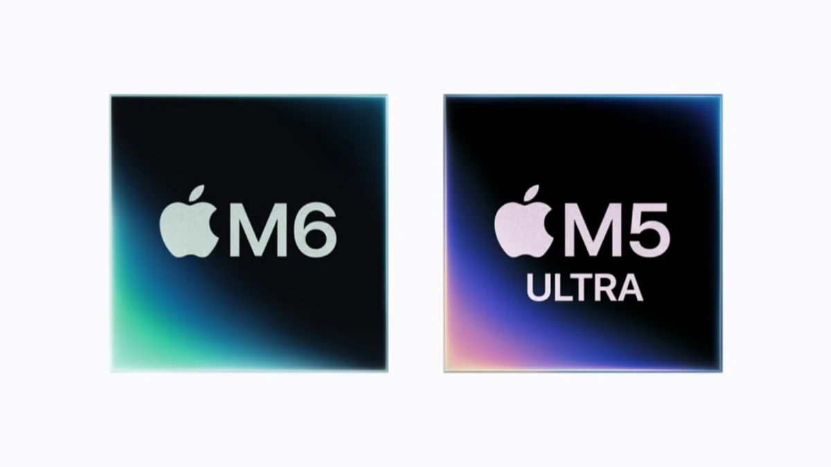 Apple M6 and M5 Ultra chip logos