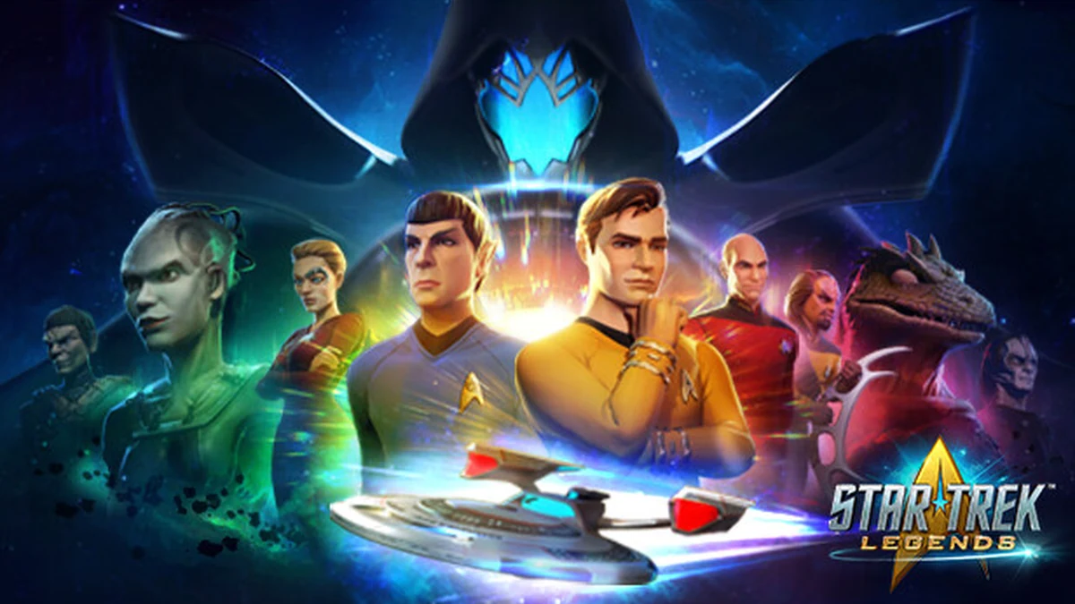 Star Trek Legends promotional artwork featuring Star Trek characters and the U.S.S. Artemis